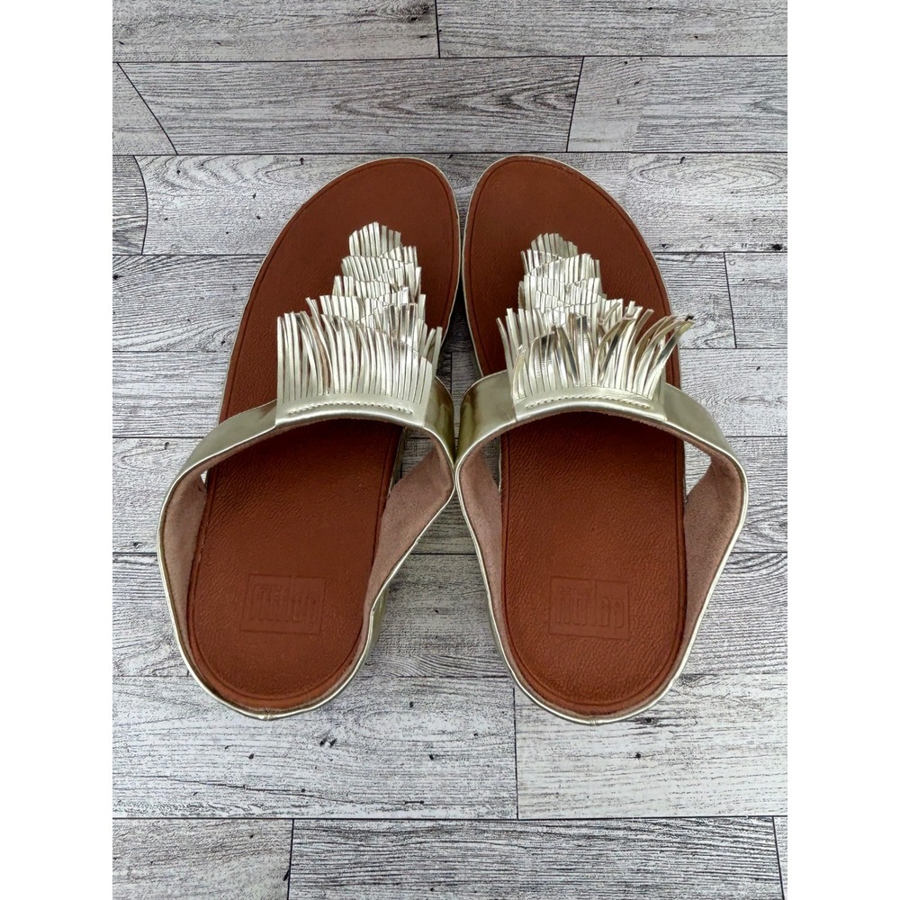 FitFlop Iqushion Ergonomic Fringe Gold Thong‎ Sandals US 7 EUR 38 - Picture 11 of 12